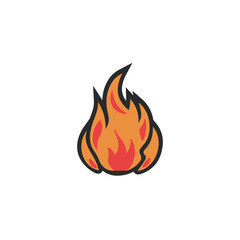 flame in outline flat vector design