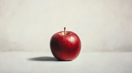A Single Red Apple on a White Surface