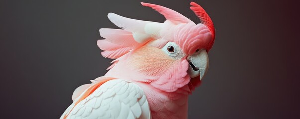 Pink moluccan cockatoo showing its beautiful colors and feathers