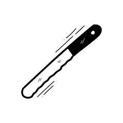 Hand Drawn Bread Knife Illustration. Doodle Vector. Isolated on White Background - EPS 10 Vector