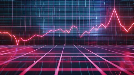 Neon Grid Displaying Dynamic Data Trends and Analytics