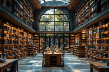 Expansive Library Space for Research and Study