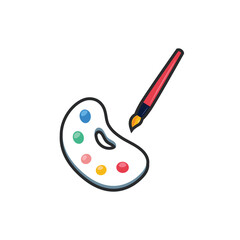 palette tool in outline flat vector design.