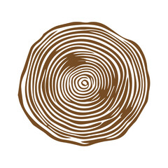 Hand drawn Tree rings wood slice texture. Abstract tree age year circle