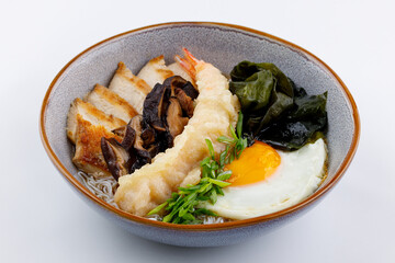 Varieties of soup bowls assorted. Many flavors of soups collection set. mushroom soup, chicken soup, pumpkin soup, shrimp, beef, vegetable, crab. set of various bowls of soups isolated.