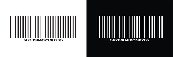 Bar code label template. Barcode icon. Visual data representation with product information isolated on white background. Vector graphic illustration in eps 10.