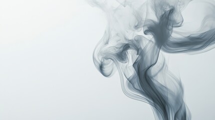 Fototapeta premium Smoke rising from right side on white background