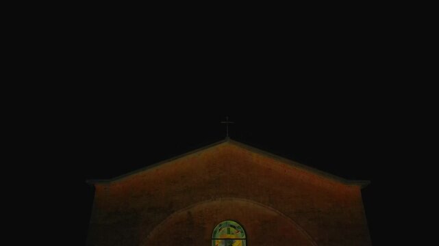Holiday Glow: Aerial View of St. Pius X Church in Saletto, Padua at Christmas