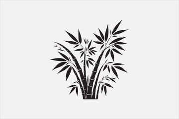 Bamboo logo style silhouette design.