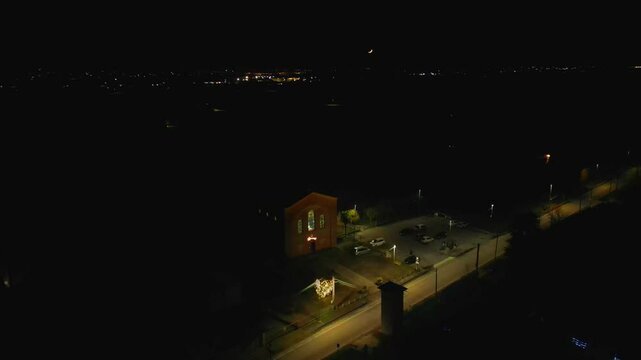 Christmas Night Over St. Pius X Church: Aerial Magic in Saletto, Padua