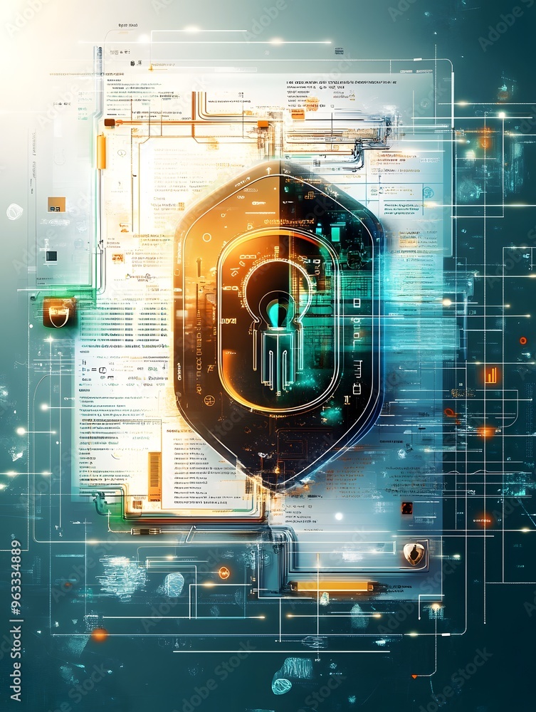 Poster abstract futuristic technology design with keyhole shape