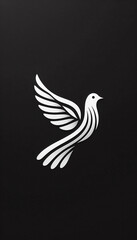 Obraz premium Minimalist image of a dove flying on black background - Concept for peace and freedom