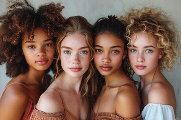 Fototapeta premium Portrait of beautiful diverse young women / friendship and diversity