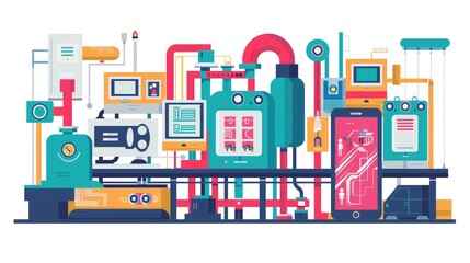 Complex Industrial Automation System with Modern Machinery