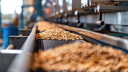 Industrial Nut Processing and Packaging Machine in Action