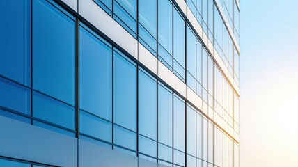 Office building with smart glass windows adjusting to sunlight, Energy Solutions, Sustainable Business