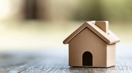 Wooden House Model on Table
