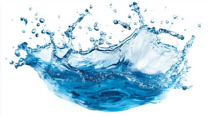 Obraz premium Blue water swirl splash with little bubbles isolated on white background PNG. Beverages isolated on white. Photo realistic photo 