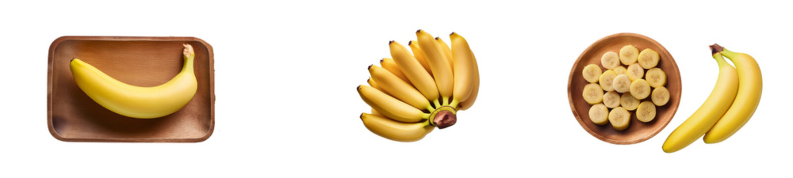 A banana on trensforent baground top view