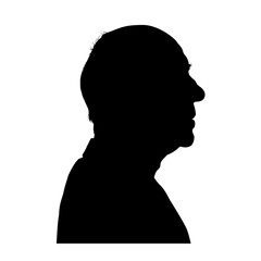 silhouette of old man side view - vector illustration