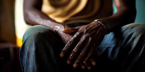 Intense Listener: A person leaning forward, fully engaged in a conversation, with their hands folded in their lap.