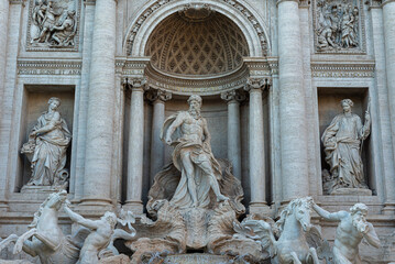 Rome, Italy-July 13, 2024: trevi fountain