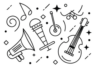 Obraz premium Abstract Music Notes and Instrument