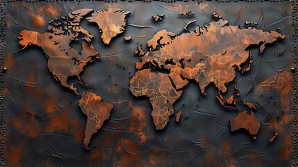 Obraz premium Historical Map of the Globe, Depicting the Great Discoveries and Voyages of the 15th Century Explorers 15世紀の探検家たちの偉大な発見と航海を描いた歴史的な地球地図.Generative AI