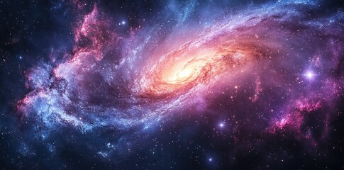 Fototapeta premium A Colorful Spiral Galaxy in the Vastness of Space