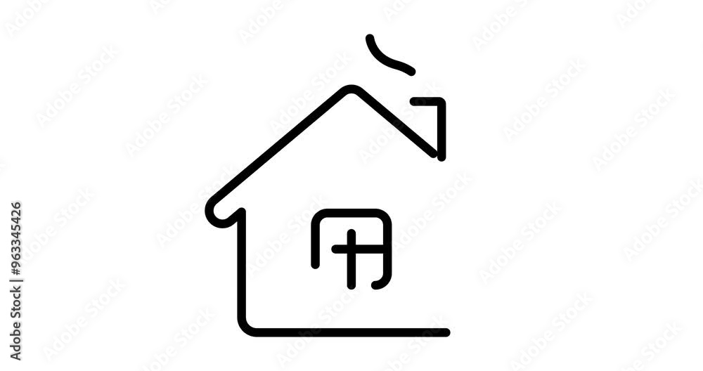 Aufkleber house animated outline icon with alpha channel. house 4k motion design animation for web, mobile and