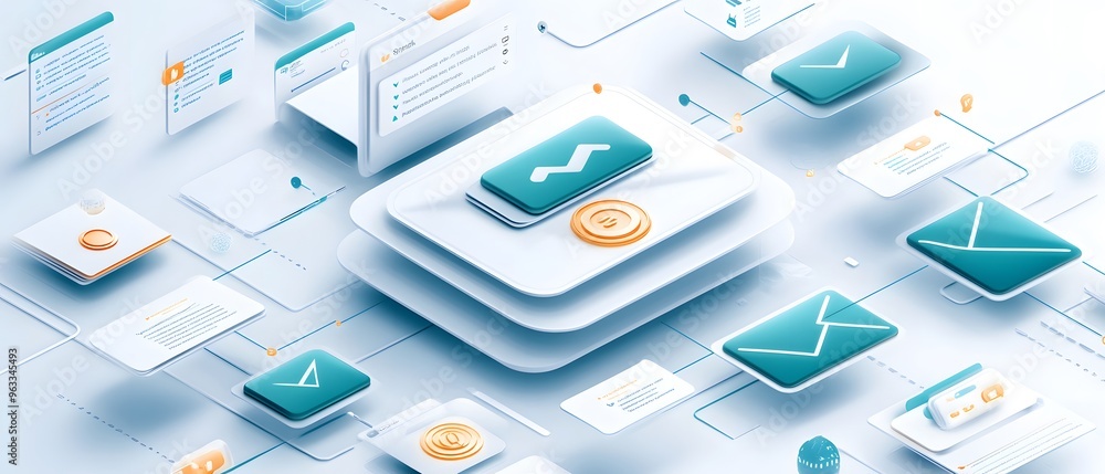 Poster digital network of envelopes.