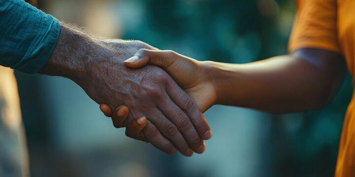 Considerate Gesture: A person gently placing a hand on another's arm, demonstrating care and attentiveness.
