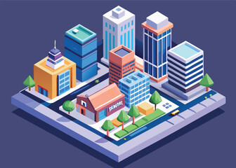 Adobe Illustrator Artwork  Isometric City Buildingss