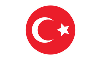 Turkey Flat Rounded Flag Icon.