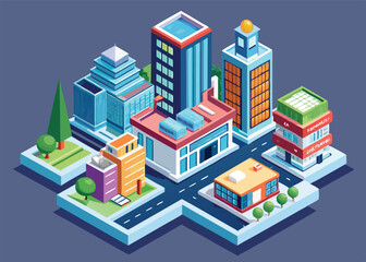 Adobe Illustrator Artwork  Isometric City Buildingss