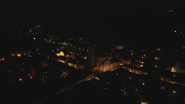 Christmas Night Over Santa Tecla: Aerial Elegance in Este, Padua