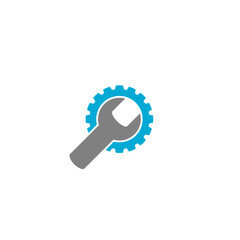 Wrench and Gear isolated icon on white background
