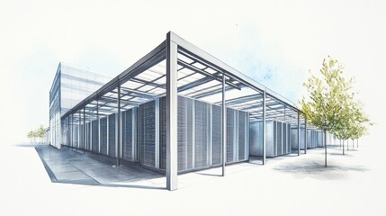 Fototapeta premium A futuristic data center with energyefficient designs, showcasing ecofriendly storage solutions futuristic data center, energy efficiency, ecofriendly