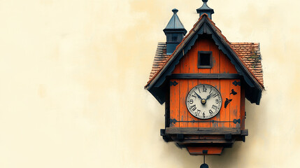 Wooden cuckoo clock on the wall