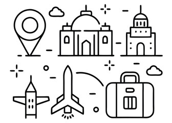 Illustrator Artwork  Monoline Travel Icons