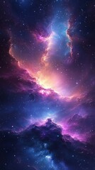 Fototapeta premium Cosmic Nebula with Stars and Swirling Gas Clouds