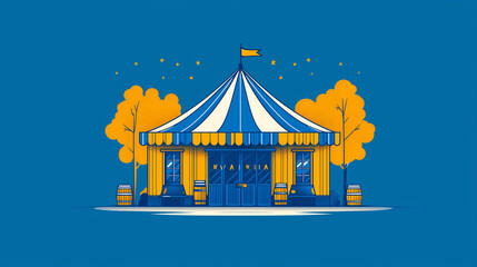 Obraz premium Circus tent with blue and yellow colors. 