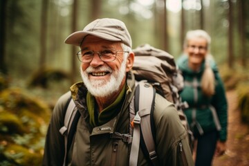 Fototapeta premium Portrait of active seniors on country walk