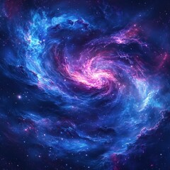 A Cosmic Swirl of Blue and Pink Nebulae