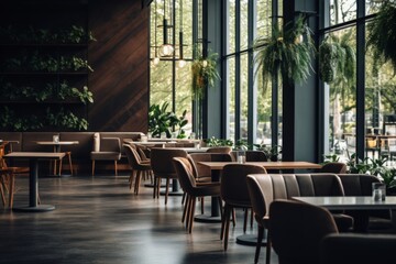 Interior of a modern empty cafe
