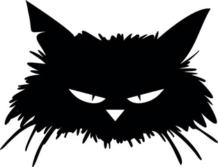Flat isolated black cat Halloween cat illustration vector.