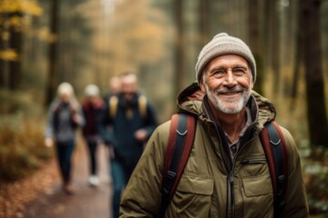 Fototapeta premium Portrait of active seniors on country walk