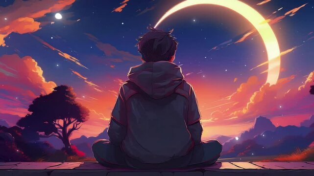 Solitude at Sunset: An Animated Contemplation&rdquo;