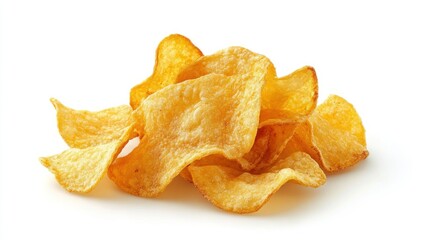 A Pile of Crispy Golden Potato Chips
