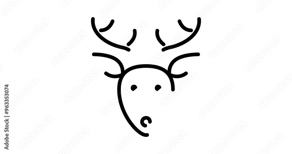 Poster deer animated outline icon with alpha channel. deer 4k motion design animation for web, mobile and u